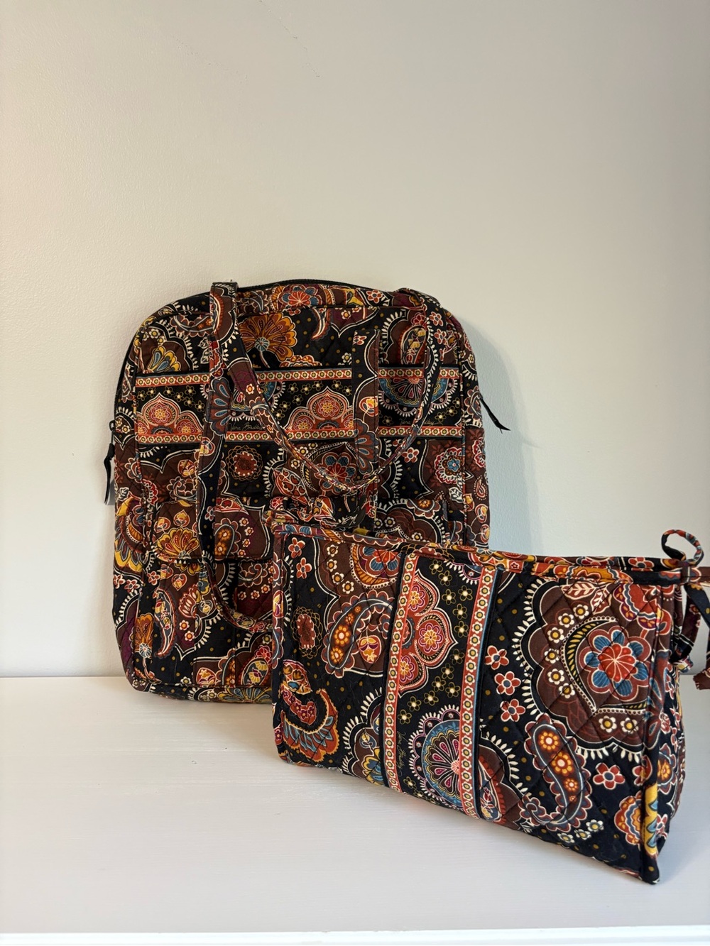 Vera Bradley Kensington Quilted Bag Bundle Vintage Boho Y2K Tote Cosmetic Pouch